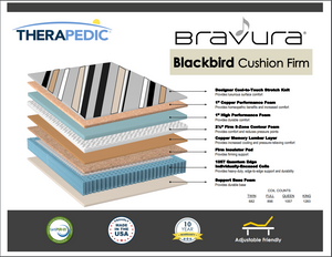 Bravura Black Bird Cushion Firm Mattress by Therapedic