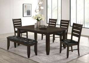 Dalila Cappuccino 6 Piece Dining Set with bench