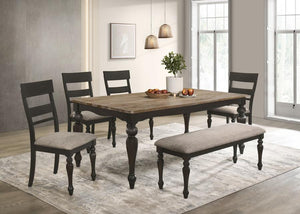 Bridget Charcoal & Sand 6 Piece Dining Set with Bench