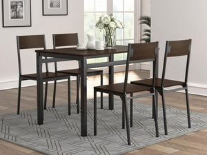 Lana Dark Borwn and Black 5 Piece Dining Set
