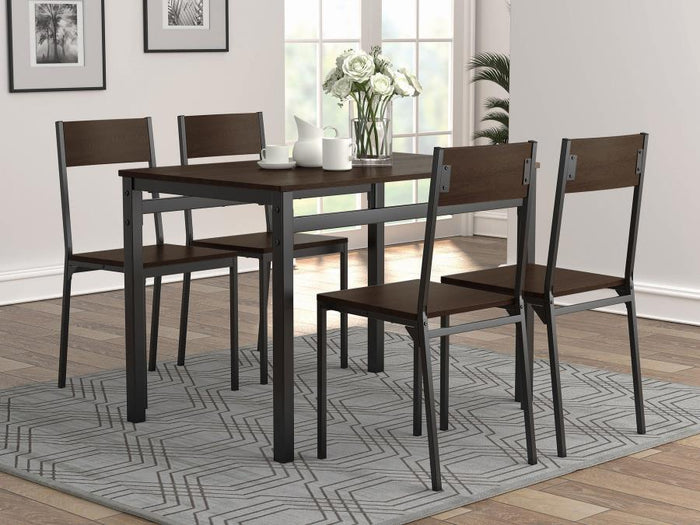 Lana Dark Borwn and Black 5 Piece Dining Set