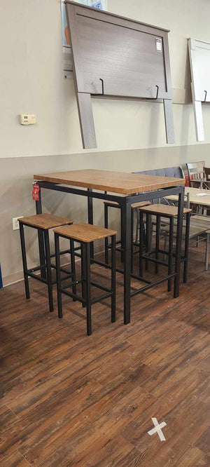 Santana Weathered Chestnut 5 Piece Counter Height Dining Set