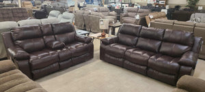 Positano Cocoa Leather Reclining Sofa Group