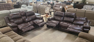 Positano Cocoa Leather Reclining Sofa Group