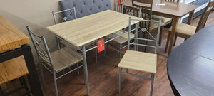 Anna Brushed Silver 5 Piece Dining Set