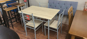 Anna Brushed Silver 5 Piece Dining Set
