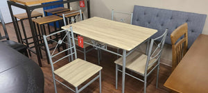 Anna Brushed Silver 5 Piece Dining Set