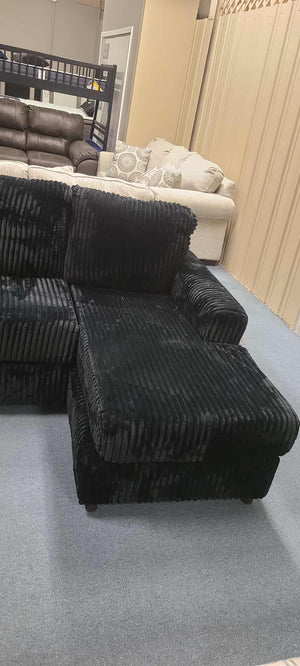 Corduroy Black Sectional (Non-Reclining)