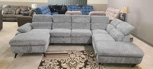 Light Grey Sectional Sleeper (Non-Reclining)_