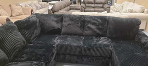 Corduroy Black Sectional (Non-Reclining)