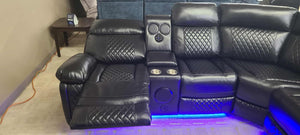 Black LED Power Reclining Sectional