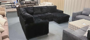 Corduroy Black Sectional (Non-Reclining)