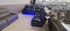 Black LED Power Reclining Sectional