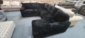 Corduroy Black Sectional (Non-Reclining)