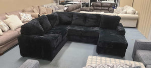 Corduroy Black Sectional (Non-Reclining)