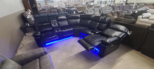 Black LED Power Reclining Sectional