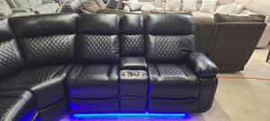 Black LED Power Reclining Sectional