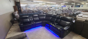 Black LED Power Reclining Sectional
