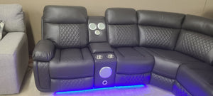 Grey LED Power Reclining Sectional