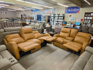Kay-Butterscotch POWER LUMBAR Reclining Sofa Group