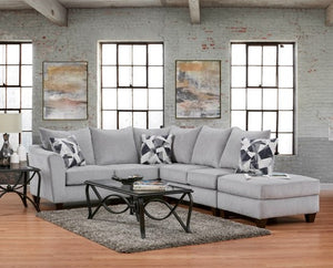 Herringbone Silver Sectional (Non-Reclining)