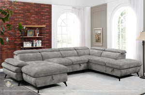 Light Grey Sectional Sleeper (Non-Reclining)_