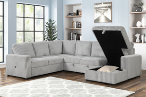 Light Grey Corder Sleeper Sectional (Non-Reclining)