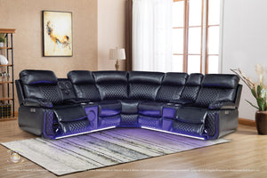 Black LED Power Reclining Sectional
