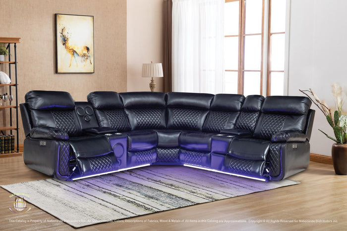 Black LED Power Reclining Sectional