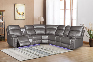 Grey LED Power Reclining Sectional
