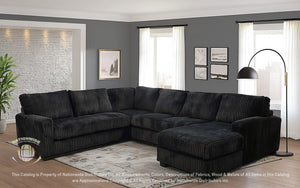 Corduroy Black Sectional (Non-Reclining)