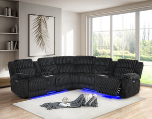 Black Corded LED Power Reclining Sectional