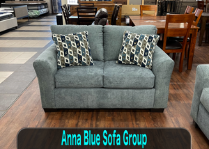 Anna Blue/Grey Sofa Group with Chaise (Non-Reclining)