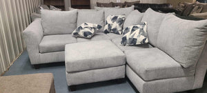 Herringbone Silver Sectional (Non-Reclining)